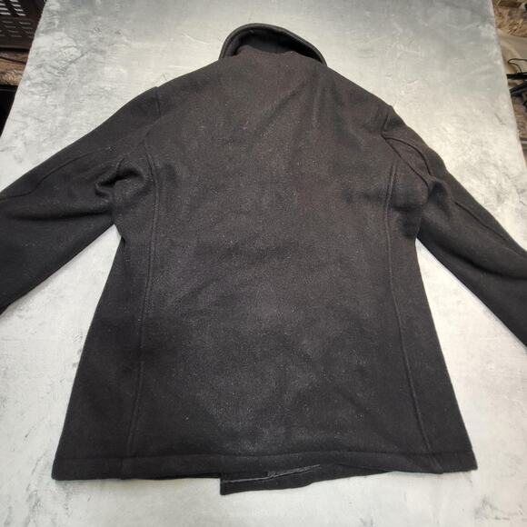 Sterlingwear Boston Pea Coat Mens 46L Black Wool Made in USA Navy Anchor Buttons - Picture 11 of 12